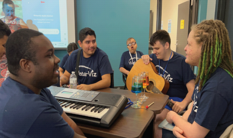 SCCB teen program using WaterViz to learn the water cycle